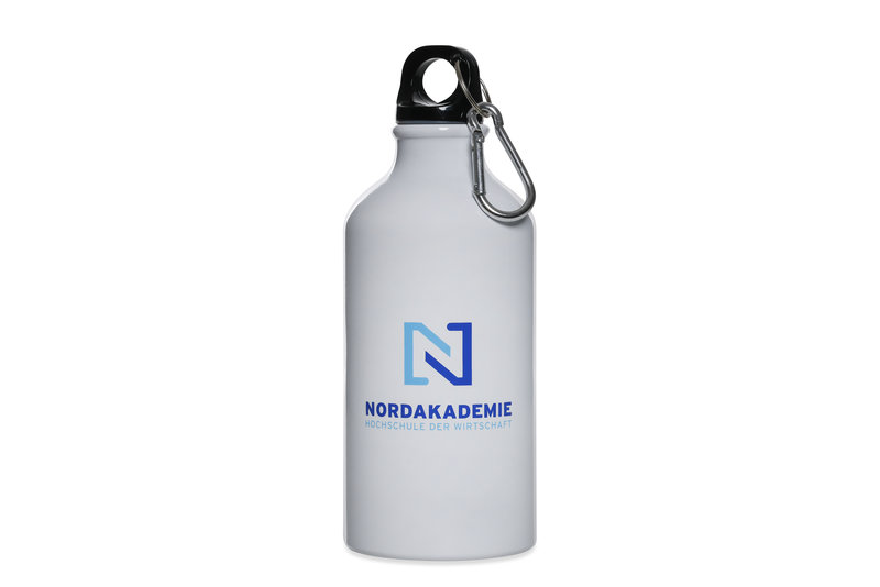 Metal drinking bottle with carabiner